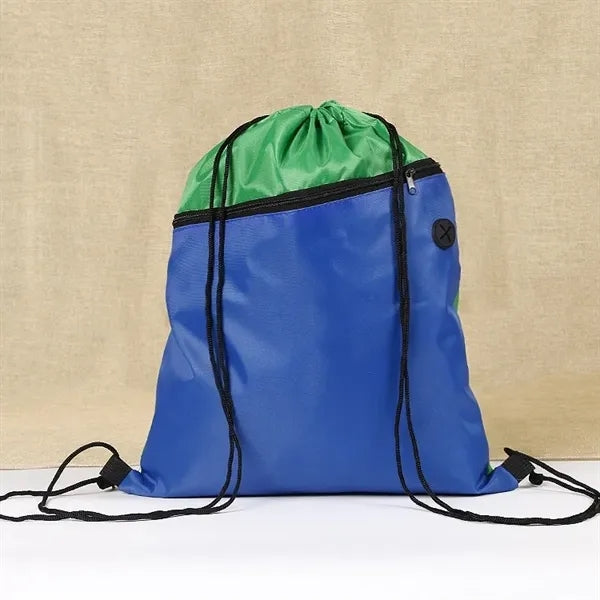 Zippered Sports Drawstring Backpack