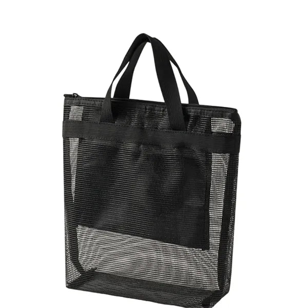 Mesh Tote Bag with Zipper for Daily Storage & Organizing