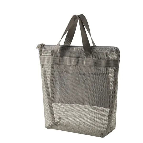Mesh Tote Bag with Zipper for Daily Storage & Organizing