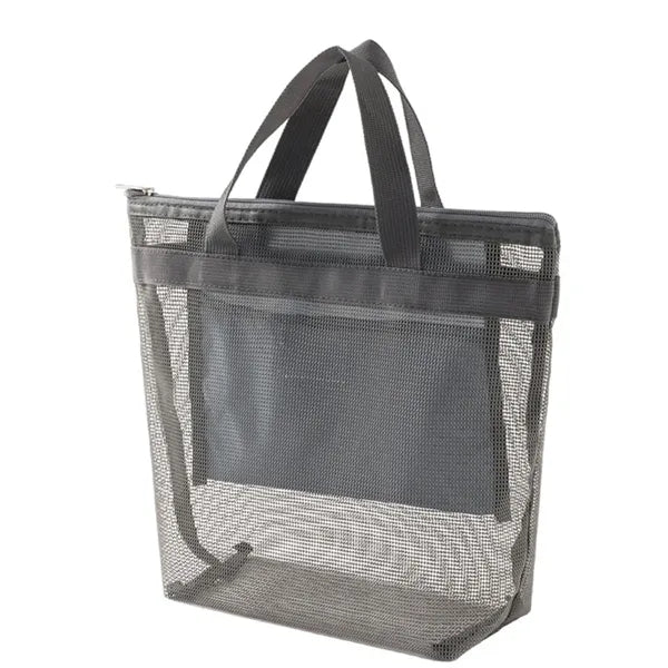 Mesh Tote Bag with Zipper for Daily Storage & Organizing