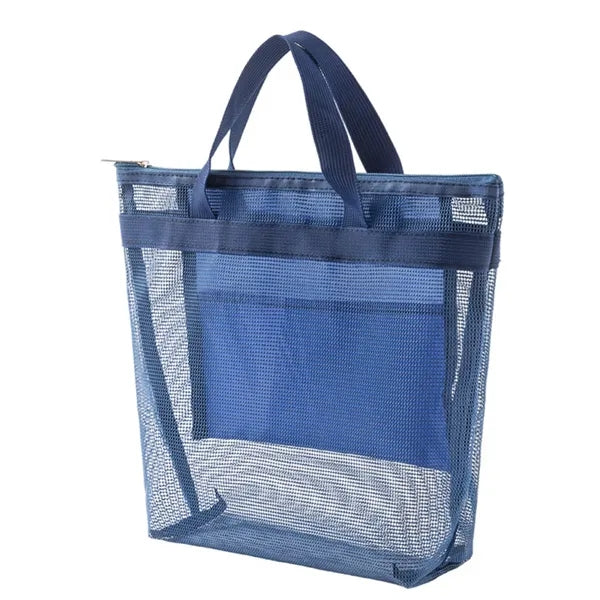Mesh Tote Bag with Zipper for Daily Storage & Organizing