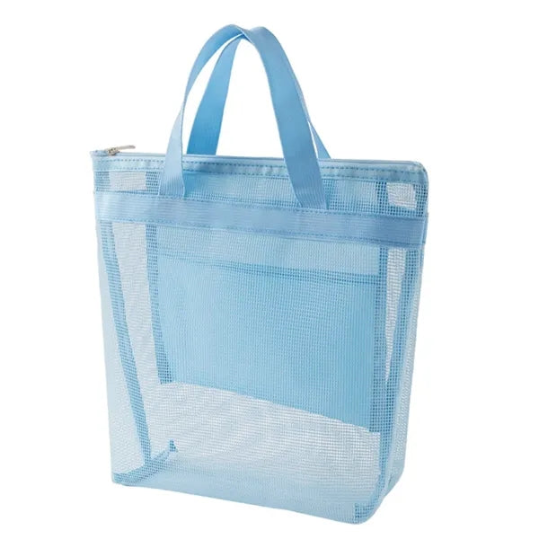 Mesh Tote Bag with Zipper for Daily Storage & Organizing