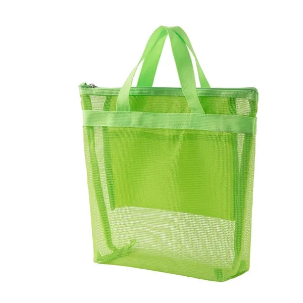Mesh Tote Bag with Zipper for Daily Storage & Organizing