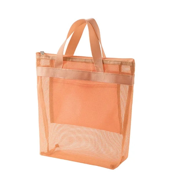 Mesh Tote Bag with Zipper for Daily Storage & Organizing