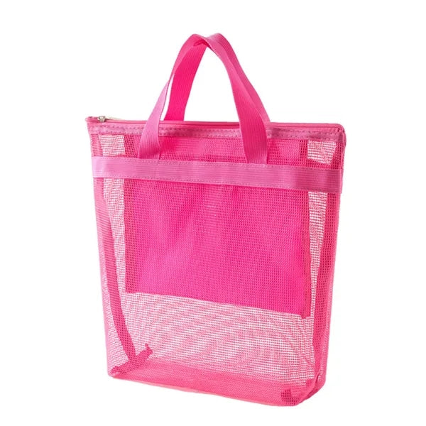 Mesh Tote Bag with Zipper for Daily Storage & Organizing
