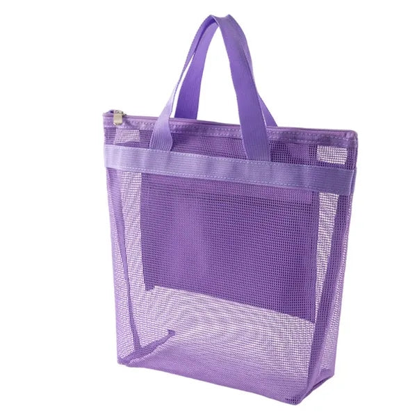 Mesh Tote Bag with Zipper for Daily Storage & Organizing