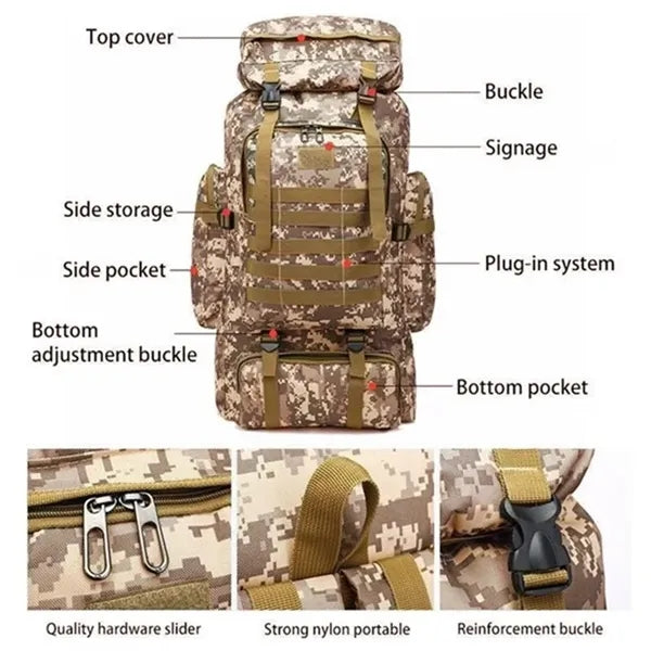 80L Large Capacity Military Tactical Backpack
