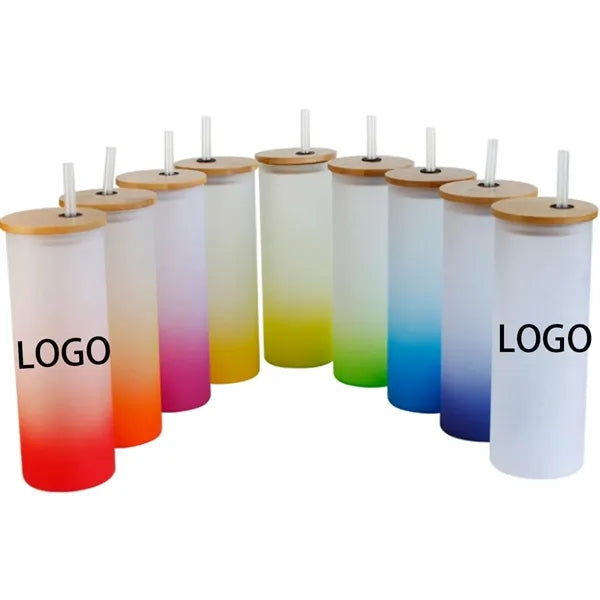 25 Oz. Glass Straight Skinny Tumbler With Straw