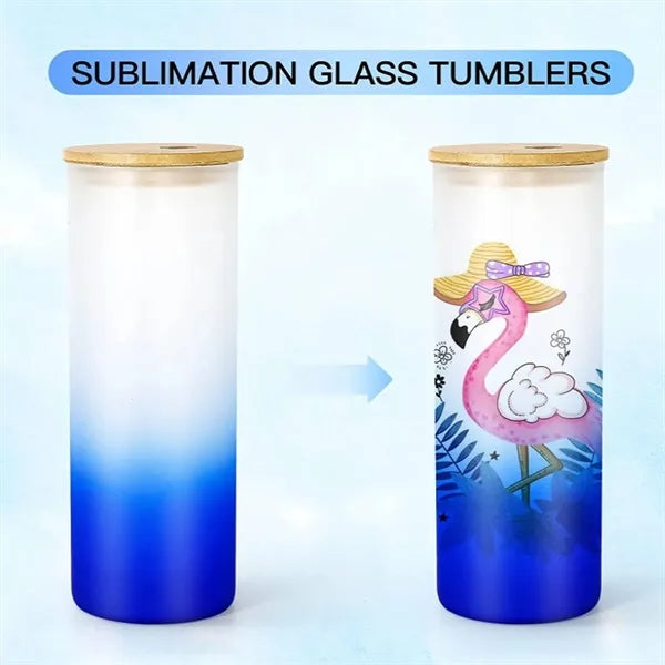 25 Oz. Glass Straight Skinny Tumbler With Straw