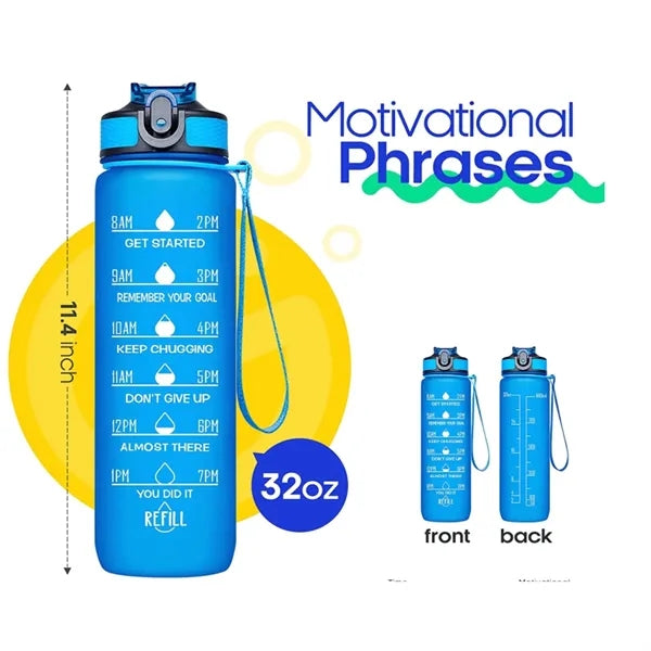 32 Oz. Sports Water Bottle With Time Marker And Straw