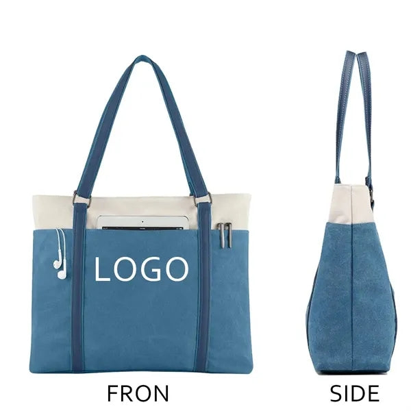 Lightweight Laptop Tote Bag Splice Canvas Handbag