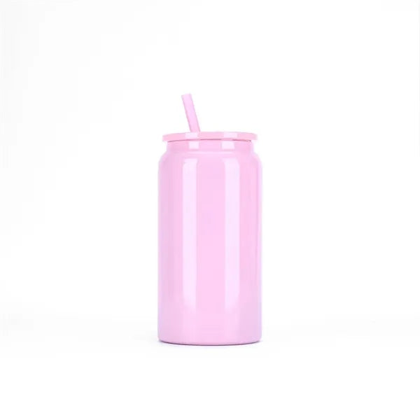 16Oz Stainless Steel Travel Insulated Cup W/ Straw