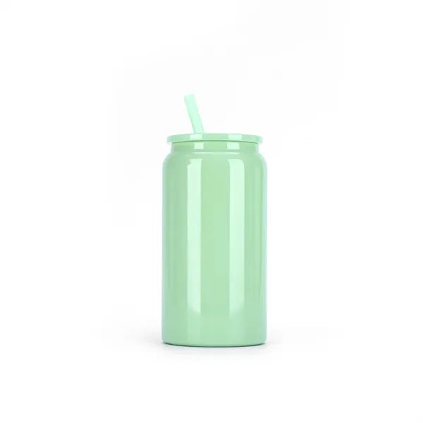 16Oz Stainless Steel Travel Insulated Cup W/ Straw