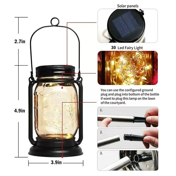 Outdoor Mason Jar Solar Lamp
