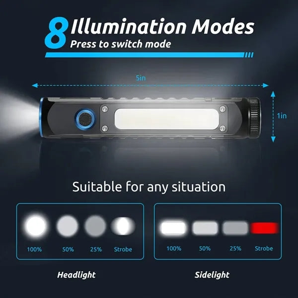 2200mAh Magnetic LED Flashlight - Aluminum for Outdoors