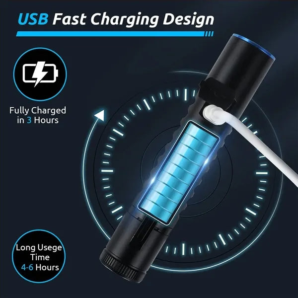 2200mAh Magnetic LED Flashlight - Aluminum for Outdoors