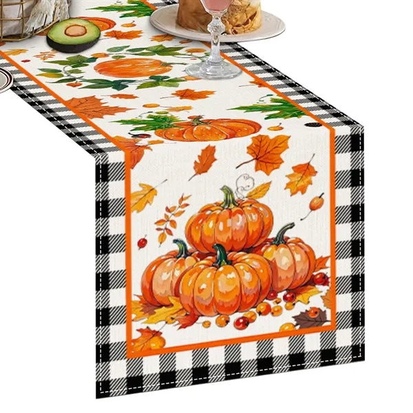 Pumpkin Print Linen Tablecloth