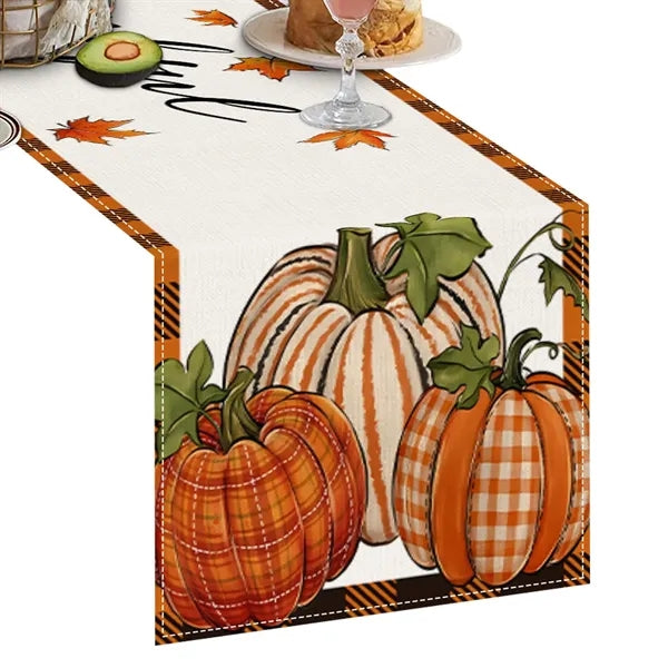 Pumpkin Print Linen Tablecloth
