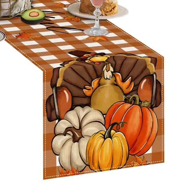Pumpkin Print Linen Tablecloth