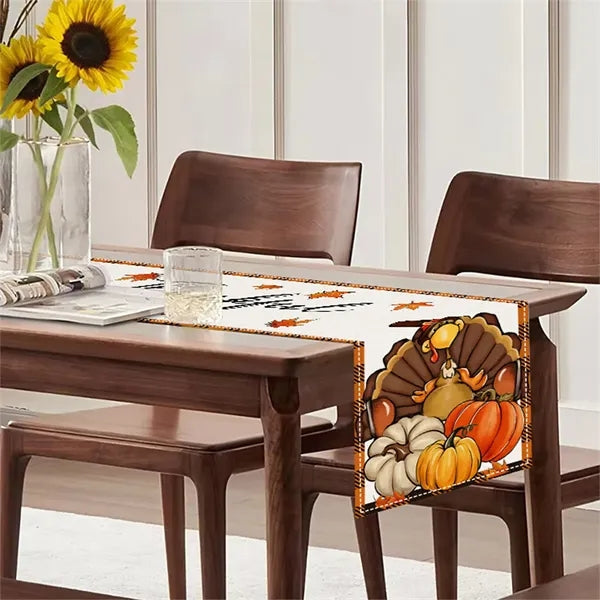 Pumpkin Print Linen Tablecloth