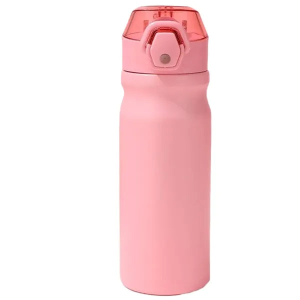 18oz Lockable Lid Stainless Steel Water Bottle w/ Straw