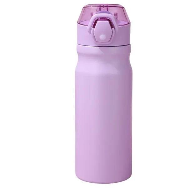 18oz Lockable Lid Stainless Steel Water Bottle w/ Straw