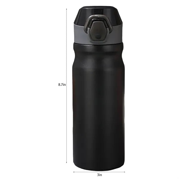 18oz Lockable Lid Stainless Steel Water Bottle w/ Straw