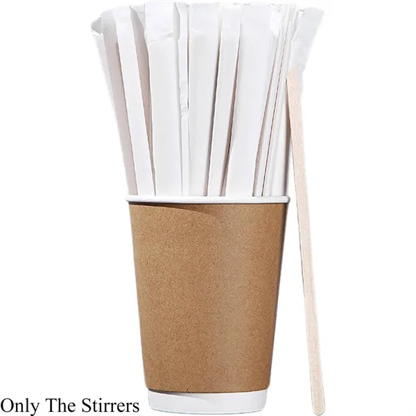 100PCS Individually Wrapped Disposable Coffee Stirrers