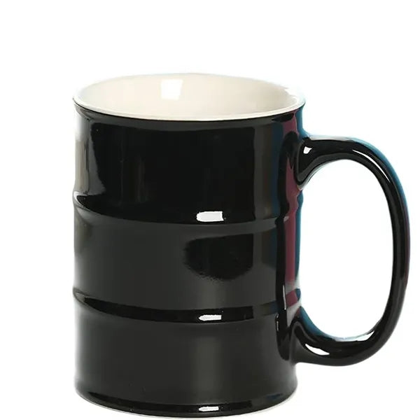 15oz C Handle Oil Barrel Shape Ceramic Mug