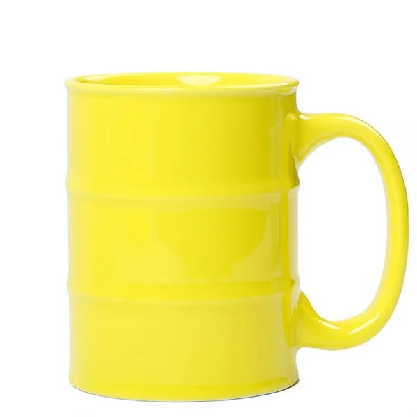 15oz C Handle Oil Barrel Shape Ceramic Mug