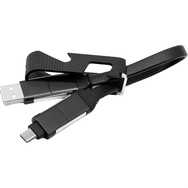 4 in 1 Bottle Opener Keychain w/ USB Cable