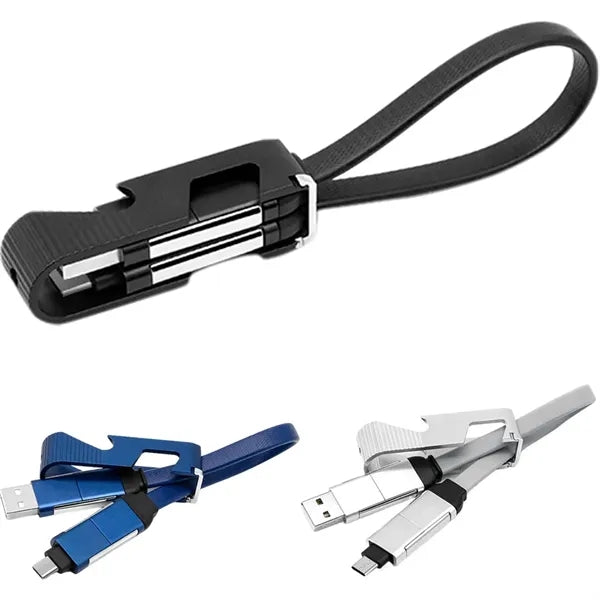 4 in 1 Bottle Opener Keychain w/ USB Cable