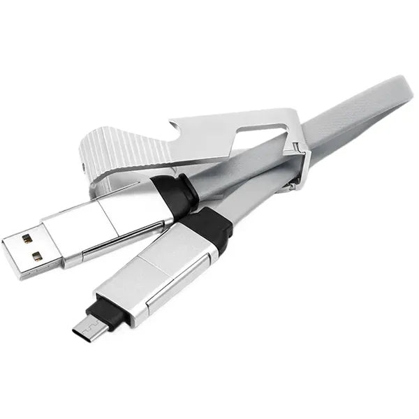 4 in 1 Bottle Opener Keychain w/ USB Cable
