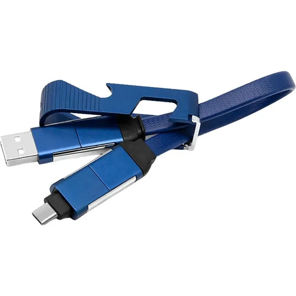 4 in 1 Bottle Opener Keychain w/ USB Cable