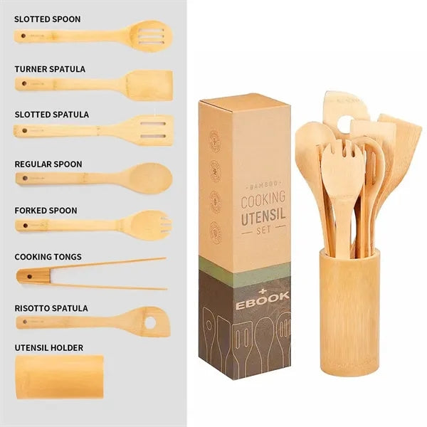 8pcs Bamboo Kitchen Utensil Set