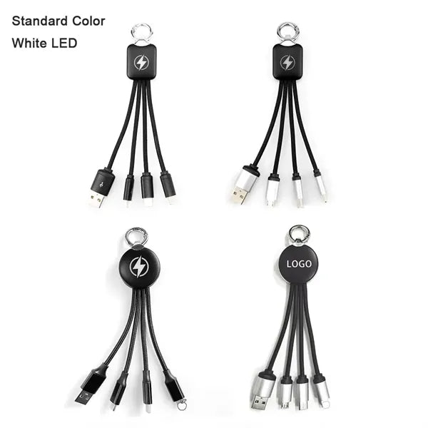 Light Up Logo 4 In 1 Charging Cable Keychain