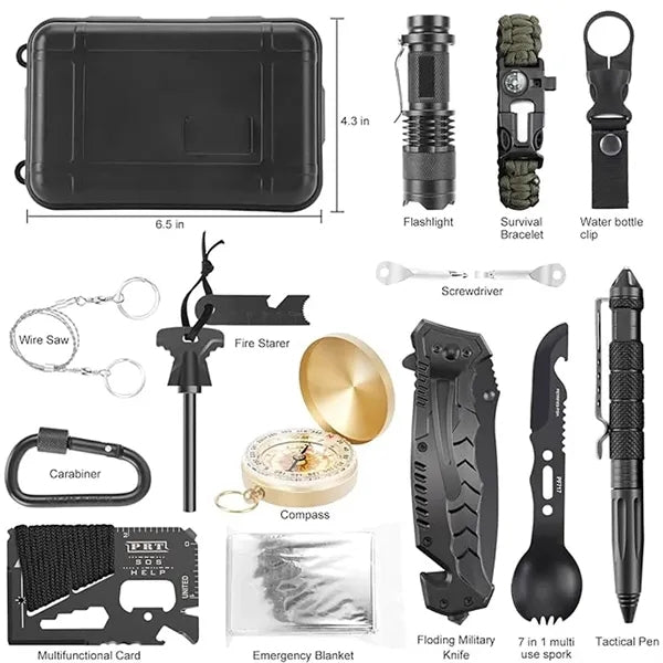 14 in 1 Survival Kit Outdoor Emergency Tool Set w/Case