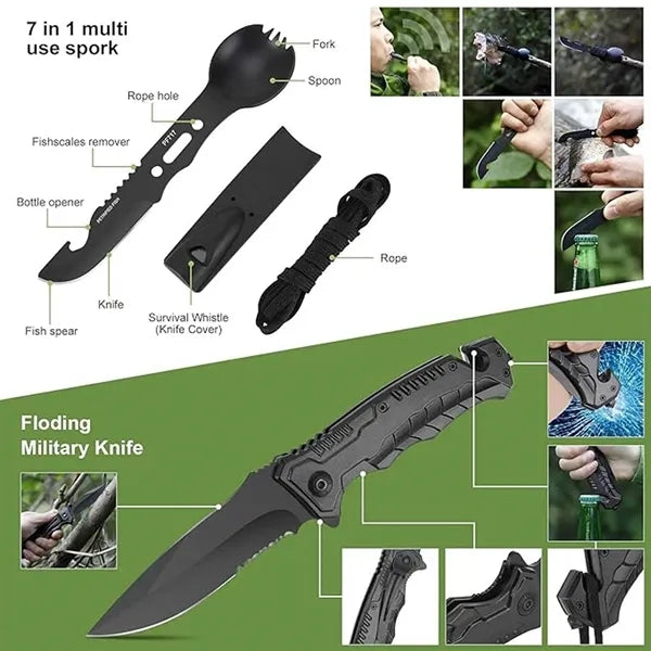 14 in 1 Survival Kit Outdoor Emergency Tool Set w/Case
