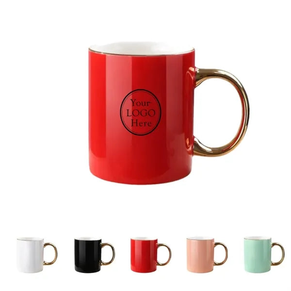 10.8 Oz. Ceramic Mug w/Gold Plated Handle