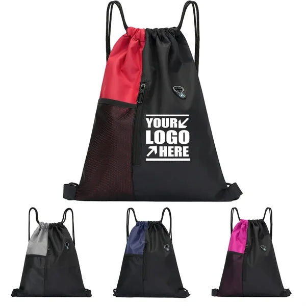 Drawstring Backpack With Water Bottle Mesh Pocket