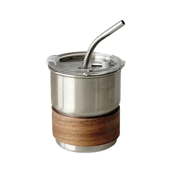 10oz Wooden Sleeve Stainless Steel Straw Cup
