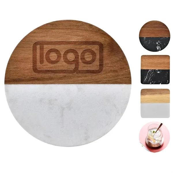 Engraved Wood Marble Heat-Resistant Coasters