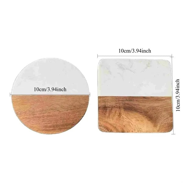 Engraved Wood Marble Heat-Resistant Coasters