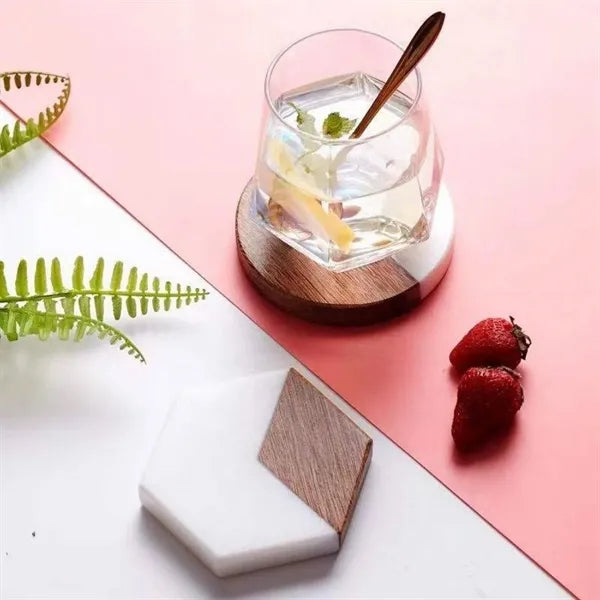Engraved Wood Marble Heat-Resistant Coasters