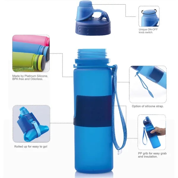 12 oz Collapsible Silicone Sports Water Bottle
