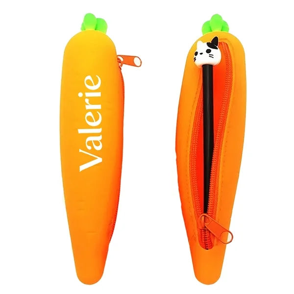 Carrot Shape Silicon Pencil Pouch