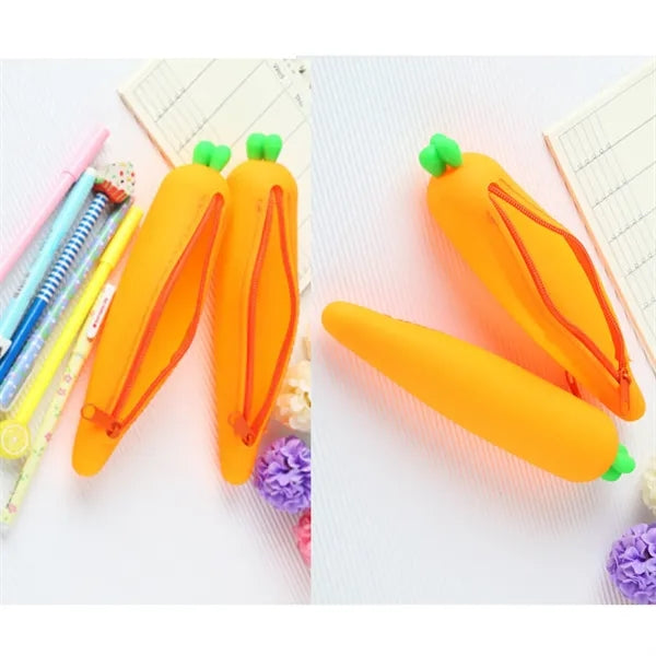 Carrot Shape Silicon Pencil Pouch