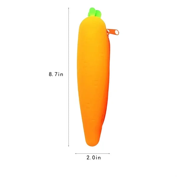 Carrot Shape Silicon Pencil Pouch