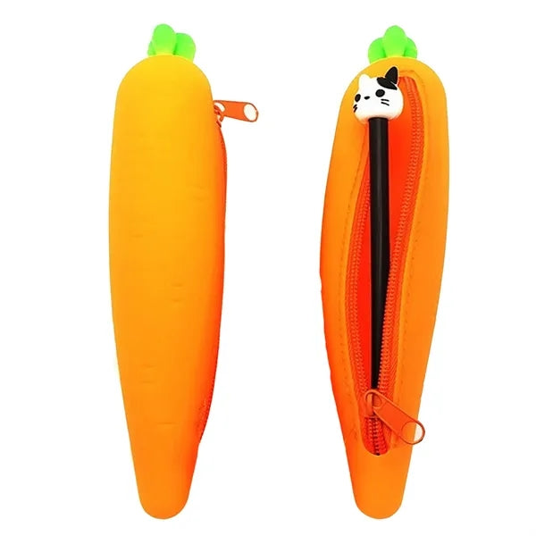 Carrot Shape Silicon Pencil Pouch