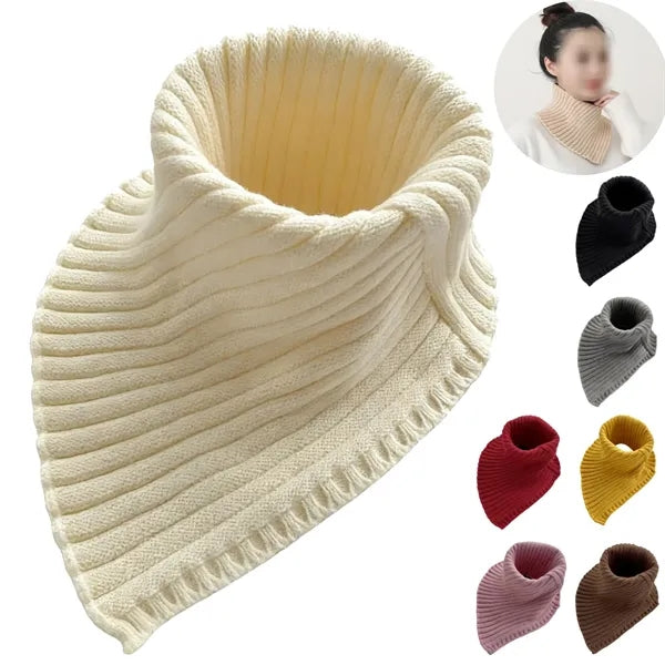 Knitted Wool Windproof High Collar Triangle Neck Scarf